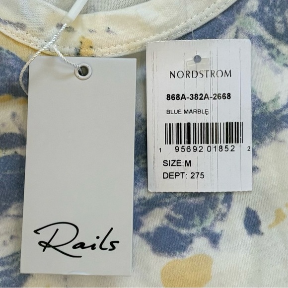 NWT RAILS The Racer Tank Blue Marble Cotton Size Medium - Picture 4 of 9